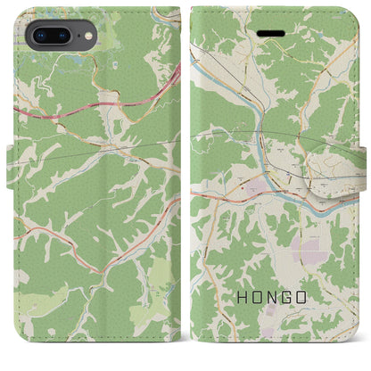 【本郷（広島県）】地図柄iPhoneケース（手帳タイプ）ナチュラル・iPhone 8Plus /7Plus / 6sPlus / 6Plus 用