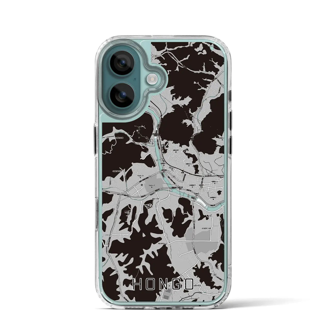 【本郷（広島県）】地図柄iPhoneケース（MagSafeタイプ）モノトーン・iPhone 16 Pro 用