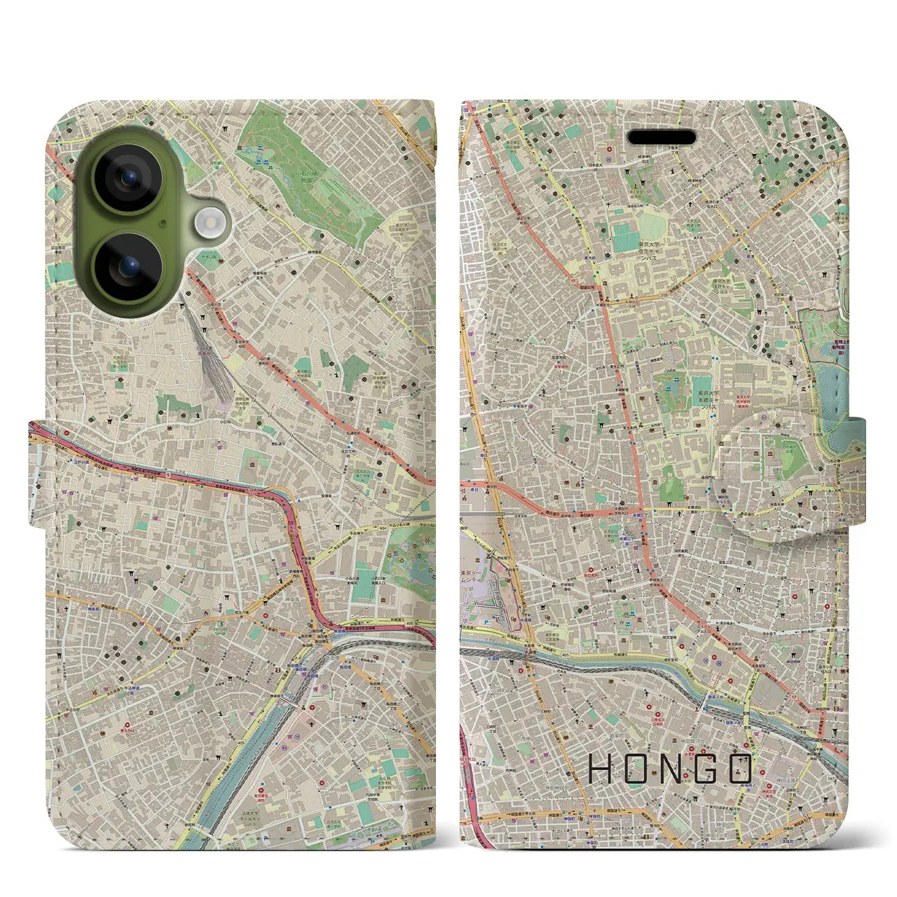 【本郷（東京都）】地図柄iPhoneケース（手帳タイプ）