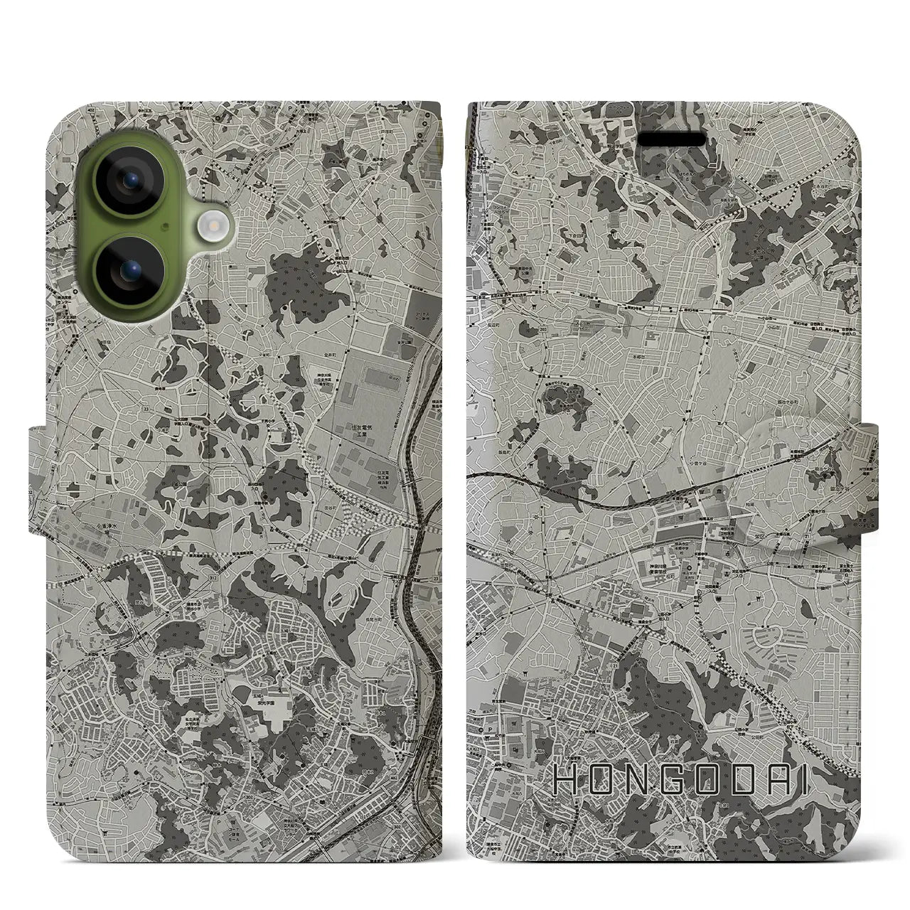 【本郷台（神奈川県）】地図柄iPhoneケース（手帳タイプ）