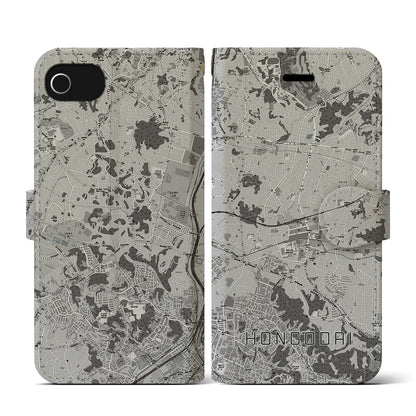 【本郷台（神奈川県）】地図柄iPhoneケース（手帳タイプ）モノトーン・iPhone SE（第3 / 第2世代） / 8 / 7 / 6s / 6 用