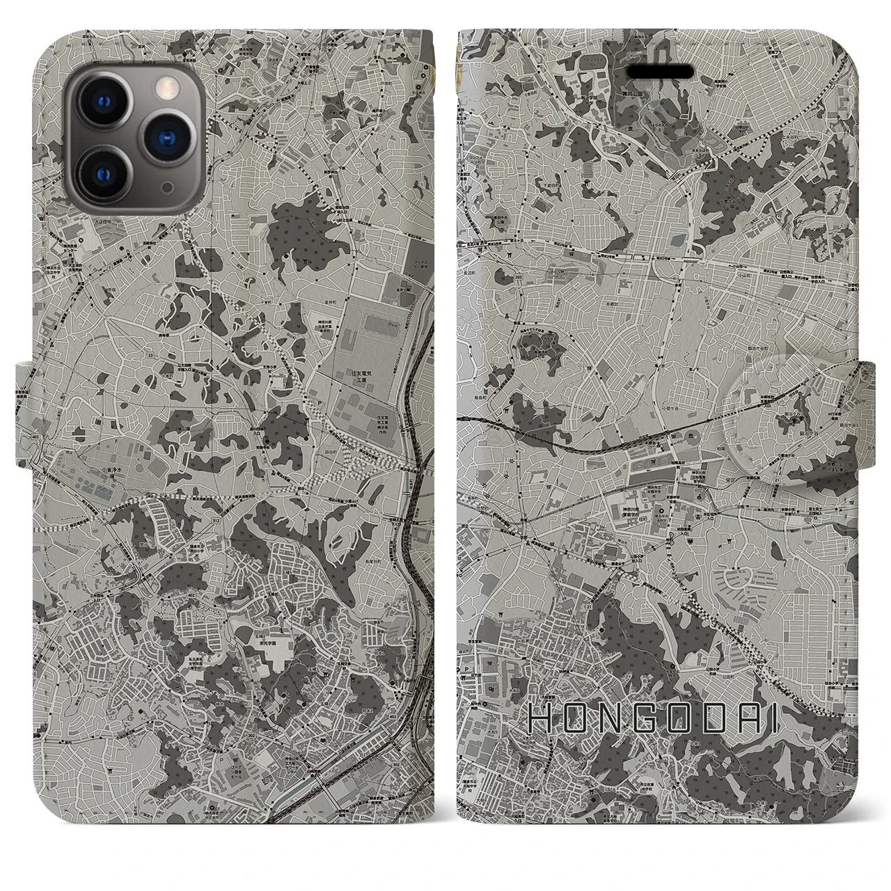 【本郷台（神奈川県）】地図柄iPhoneケース（手帳タイプ）