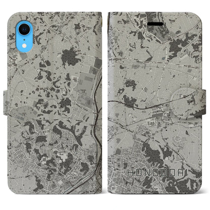 【本郷台（神奈川県）】地図柄iPhoneケース（手帳タイプ）モノトーン・iPhone XR 用