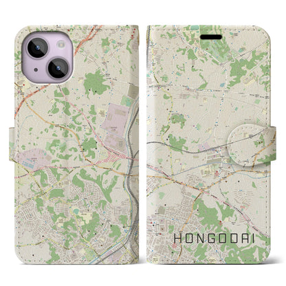 【本郷台（神奈川県）】地図柄iPhoneケース（手帳タイプ）ナチュラル・iPhone 14 用