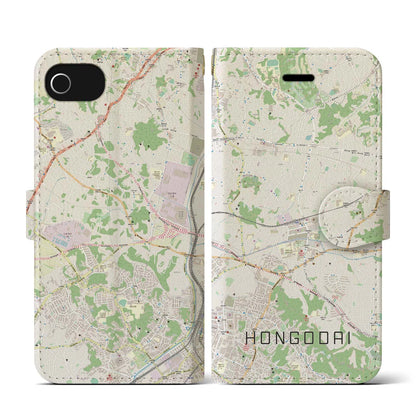 【本郷台（神奈川県）】地図柄iPhoneケース（手帳タイプ）ナチュラル・iPhone SE（第3 / 第2世代） / 8 / 7 / 6s / 6 用