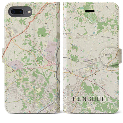 【本郷台（神奈川県）】地図柄iPhoneケース（手帳タイプ）ナチュラル・iPhone 8Plus /7Plus / 6sPlus / 6Plus 用