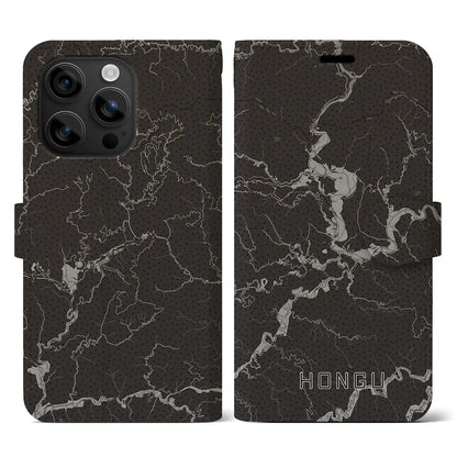 【本宮（和歌山県）】地図柄iPhoneケース（手帳タイプ）モノトーン・iPhone 16 用