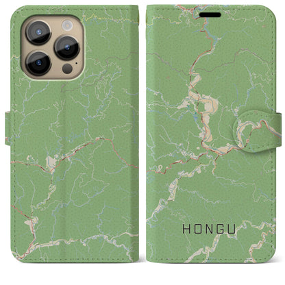 【本宮（和歌山県）】地図柄iPhoneケース（手帳タイプ）ナチュラル・iPhone 14 Pro Max 用
