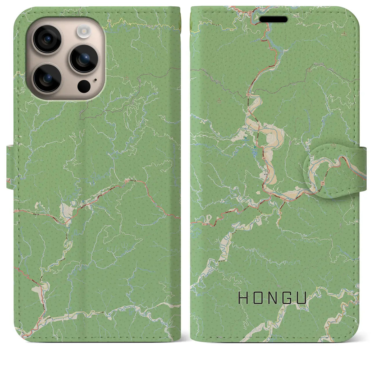 【本宮（和歌山県）】地図柄iPhoneケース（手帳タイプ）ナチュラル・iPhone 16 Plus 用