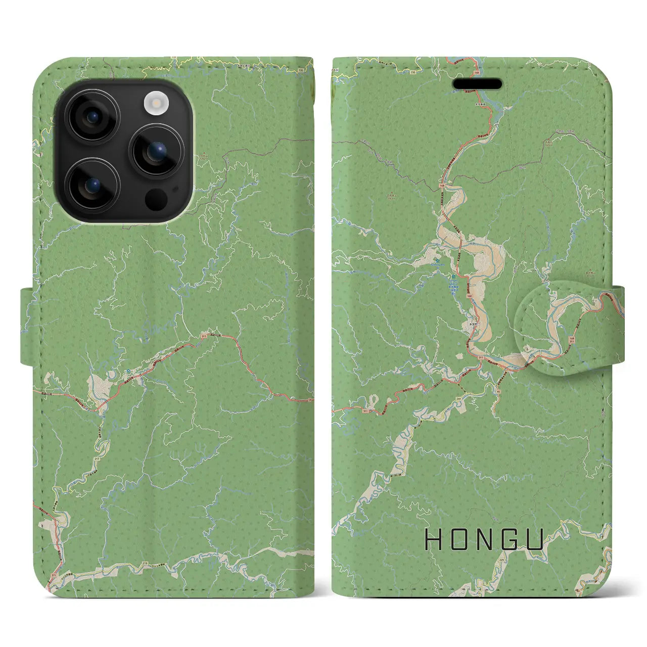 【本宮（和歌山県）】地図柄iPhoneケース（手帳タイプ）ナチュラル・iPhone 16 用