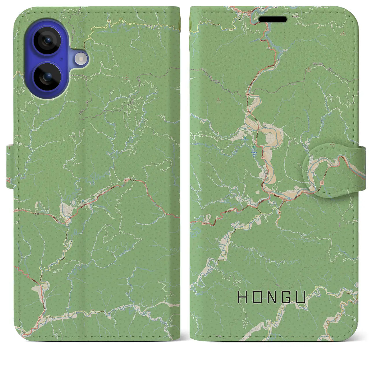 【本宮（和歌山県）】地図柄iPhoneケース（手帳タイプ）ナチュラル・iPhone 16 Pro Max 用