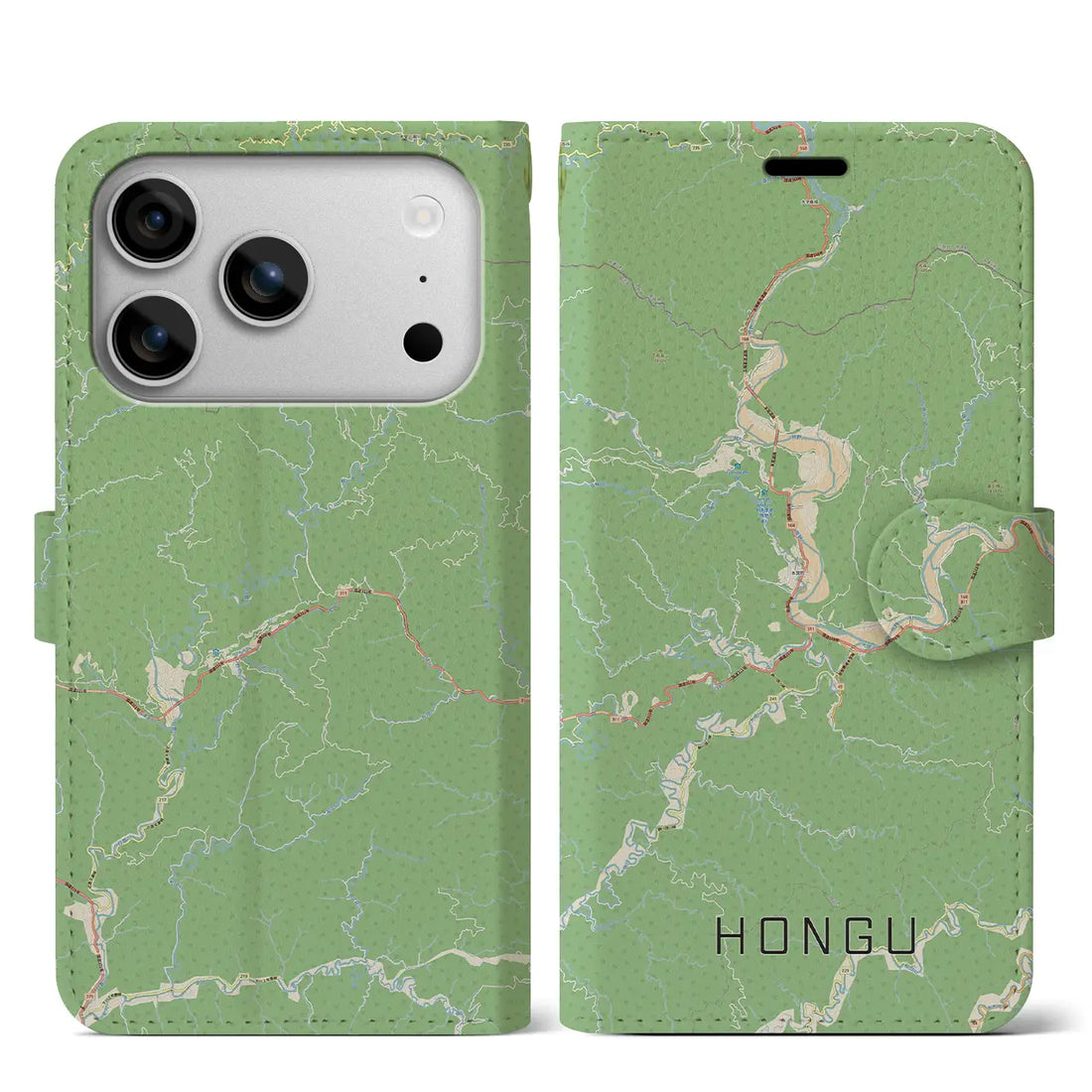 【本宮(和歌山県)】地図柄iPhoneケース(手帳タイプ)モノトーン・iPhone 17 Pro Max 用