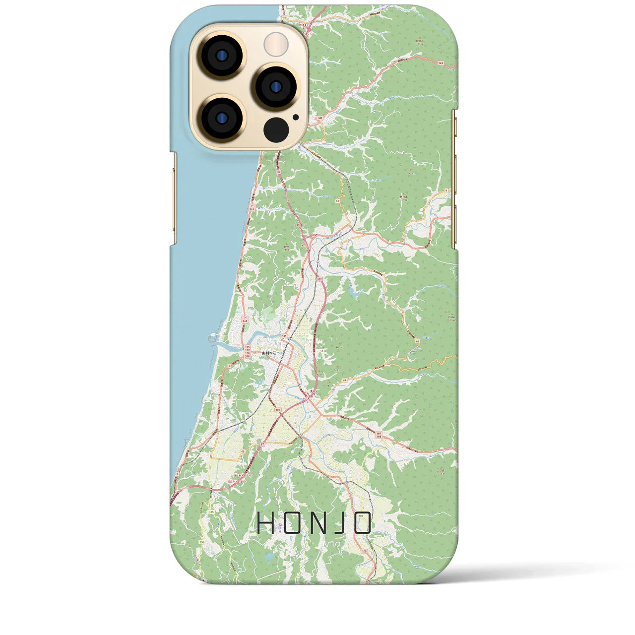 【本荘（秋田県）】地図柄iPhoneケース（バックカバータイプ）