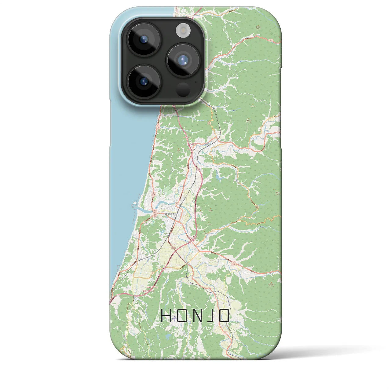 【本荘（秋田県）】地図柄iPhoneケース（バックカバータイプ）