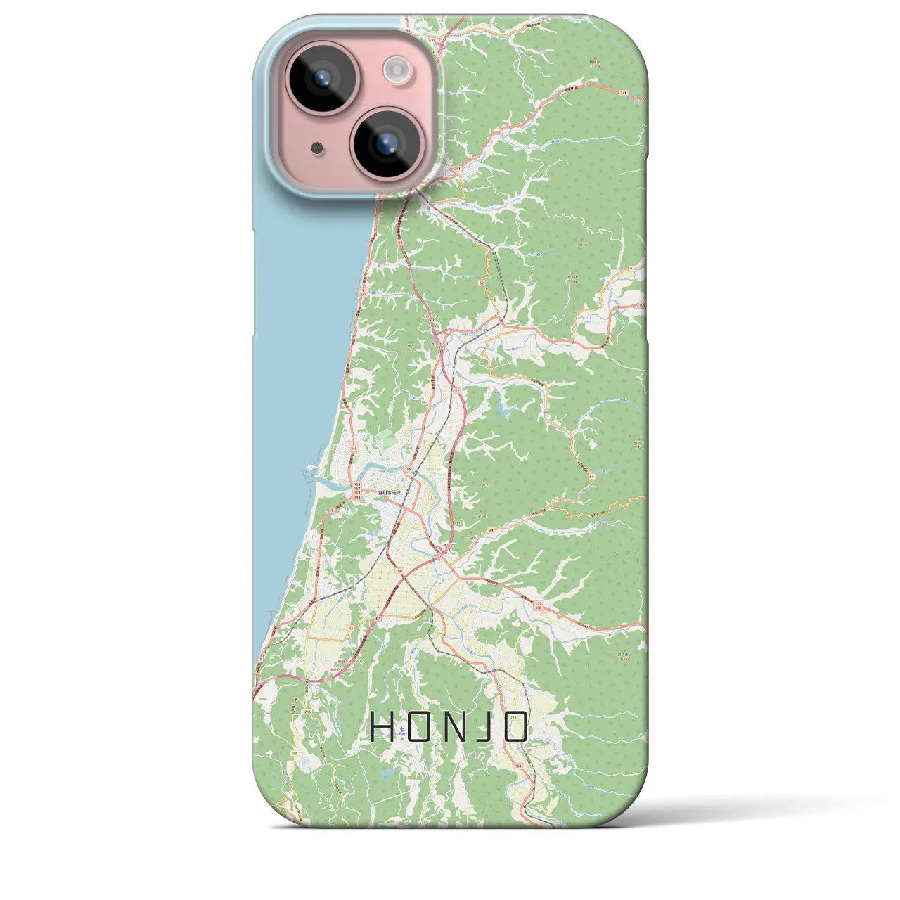 【本荘（秋田県）】地図柄iPhoneケース（バックカバータイプ）