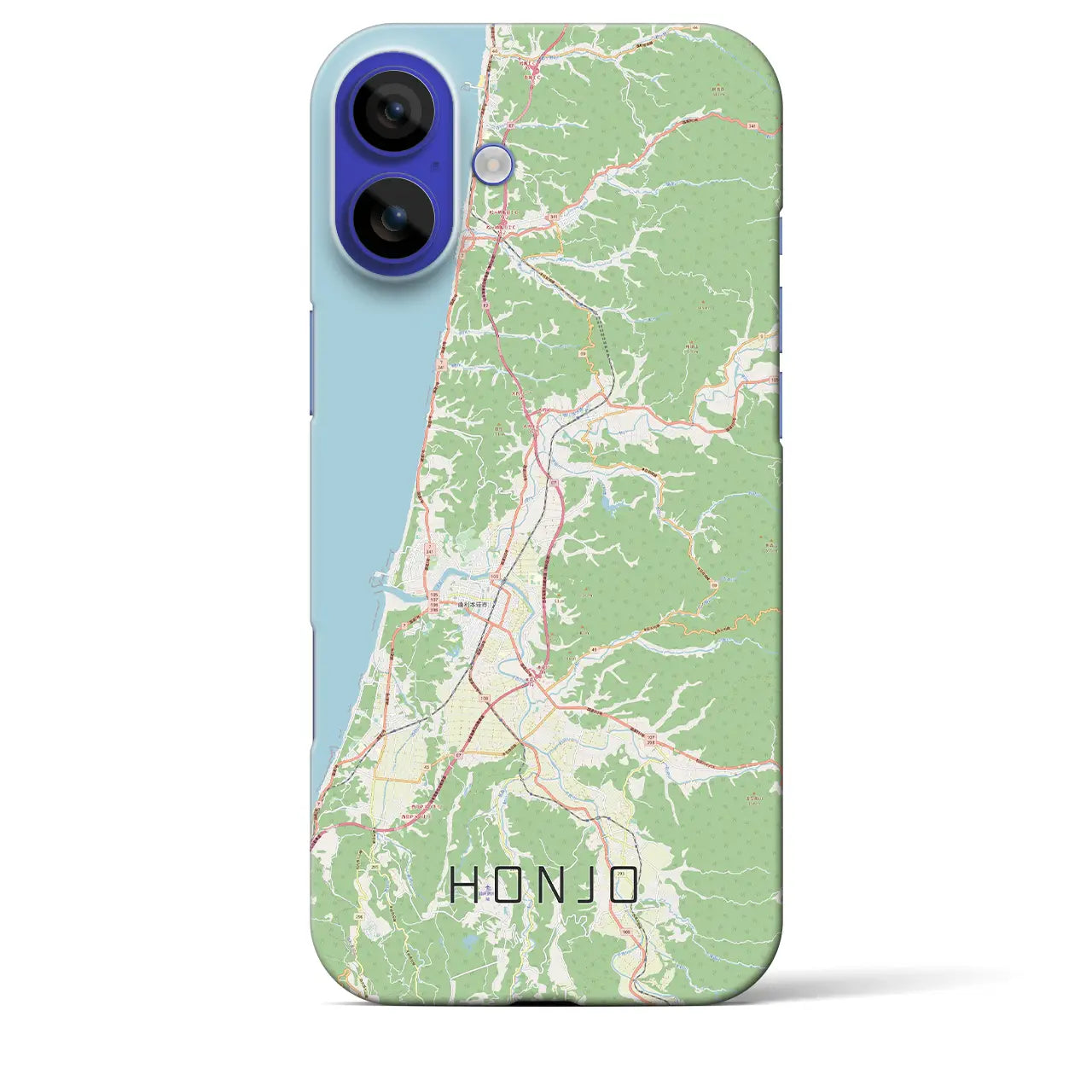 【本荘（秋田県）】地図柄iPhoneケース（バックカバータイプ）ナチュラル・iPhone 16 Pro Max 用