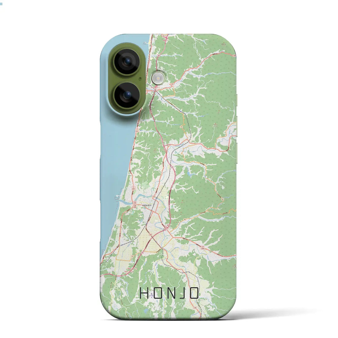【本荘（秋田県）】地図柄iPhoneケース（バックカバータイプ）ブラック・iPhone 17 Pro Max 用