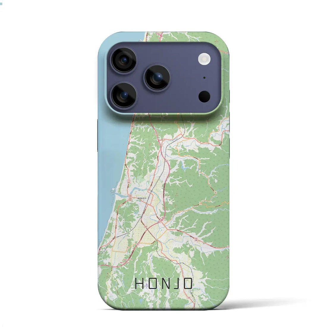 【本荘（秋田県）】地図柄iPhoneケース（バックカバータイプ）ナチュラル・iPhone 17 Pro Max 用