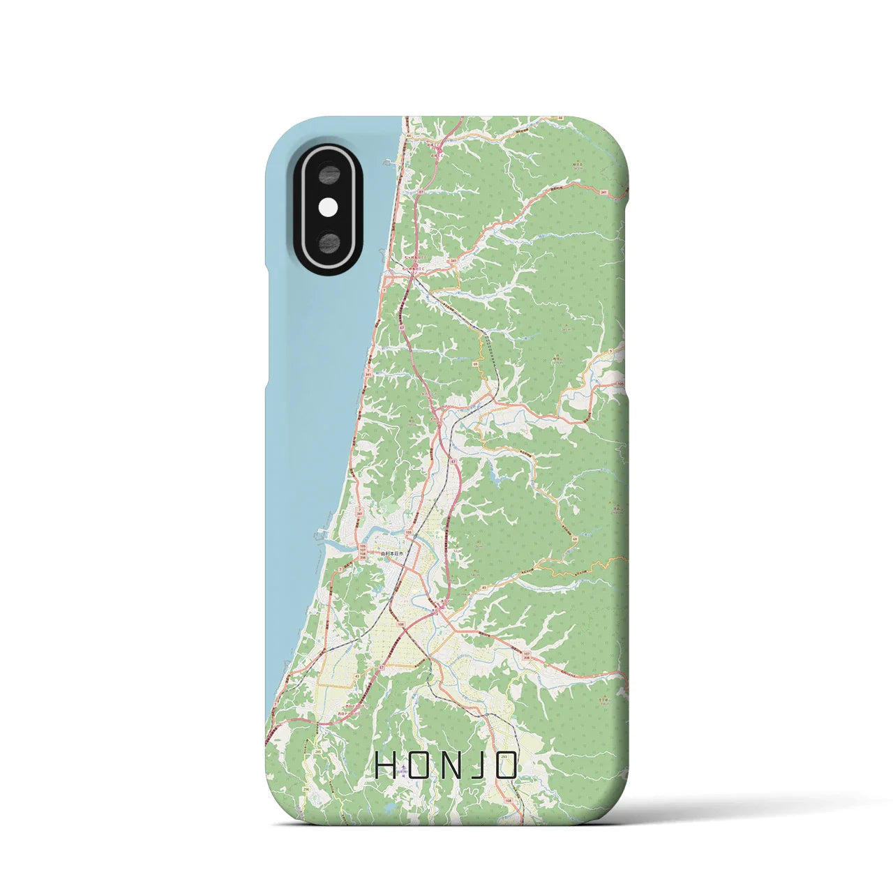 【本荘（秋田県）】地図柄iPhoneケース（バックカバータイプ）