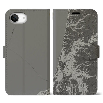 【本荘（秋田県）】地図柄iPhoneケース（手帳タイプ）