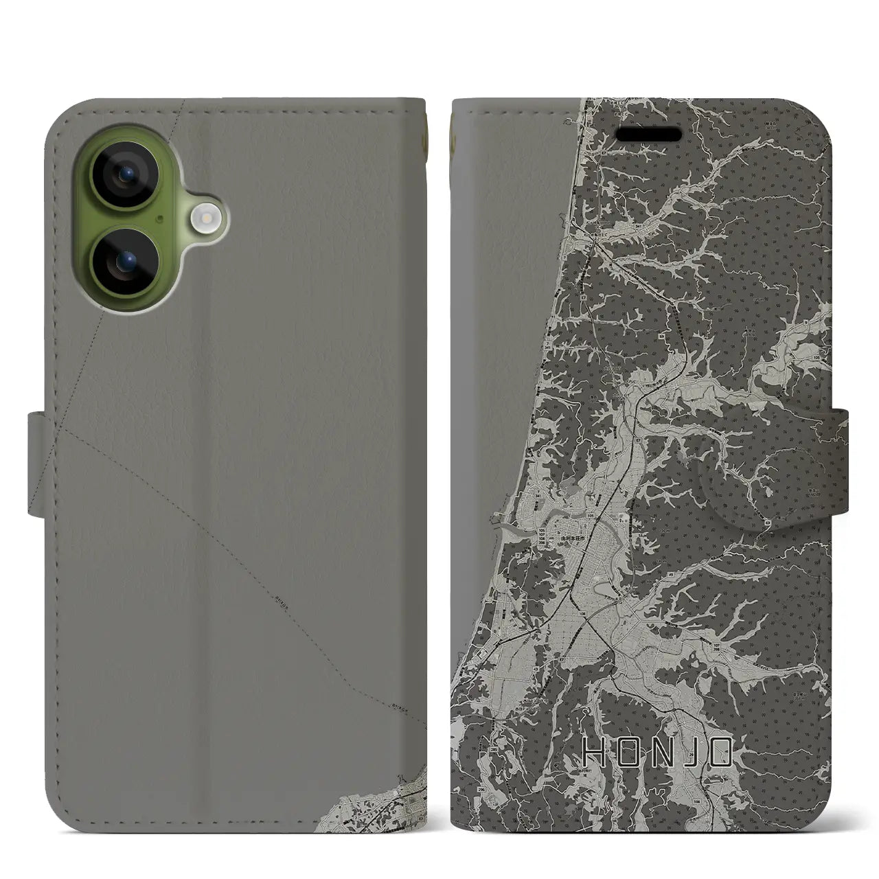 【本荘（秋田県）】地図柄iPhoneケース（手帳タイプ）