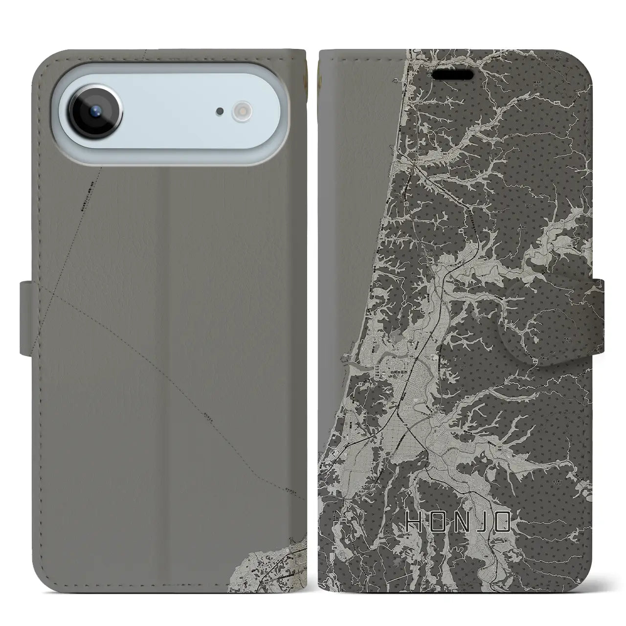 【本荘（秋田県）】地図柄iPhoneケース（手帳タイプ）