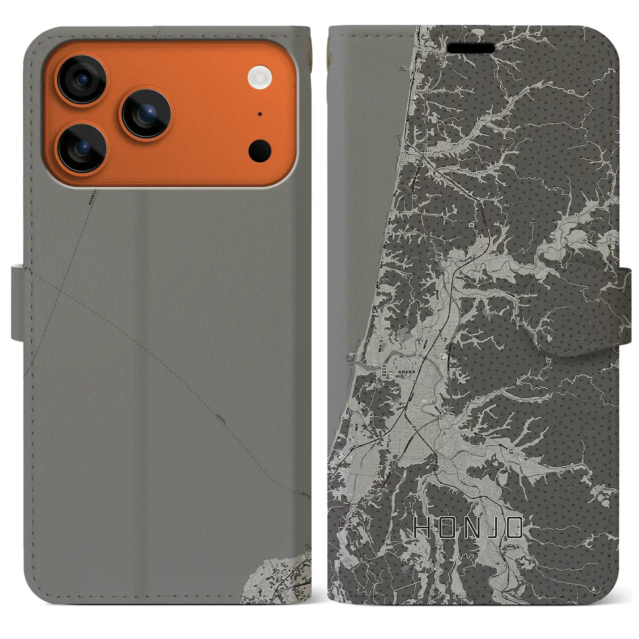 【本荘（秋田県）】地図柄iPhoneケース（手帳タイプ）