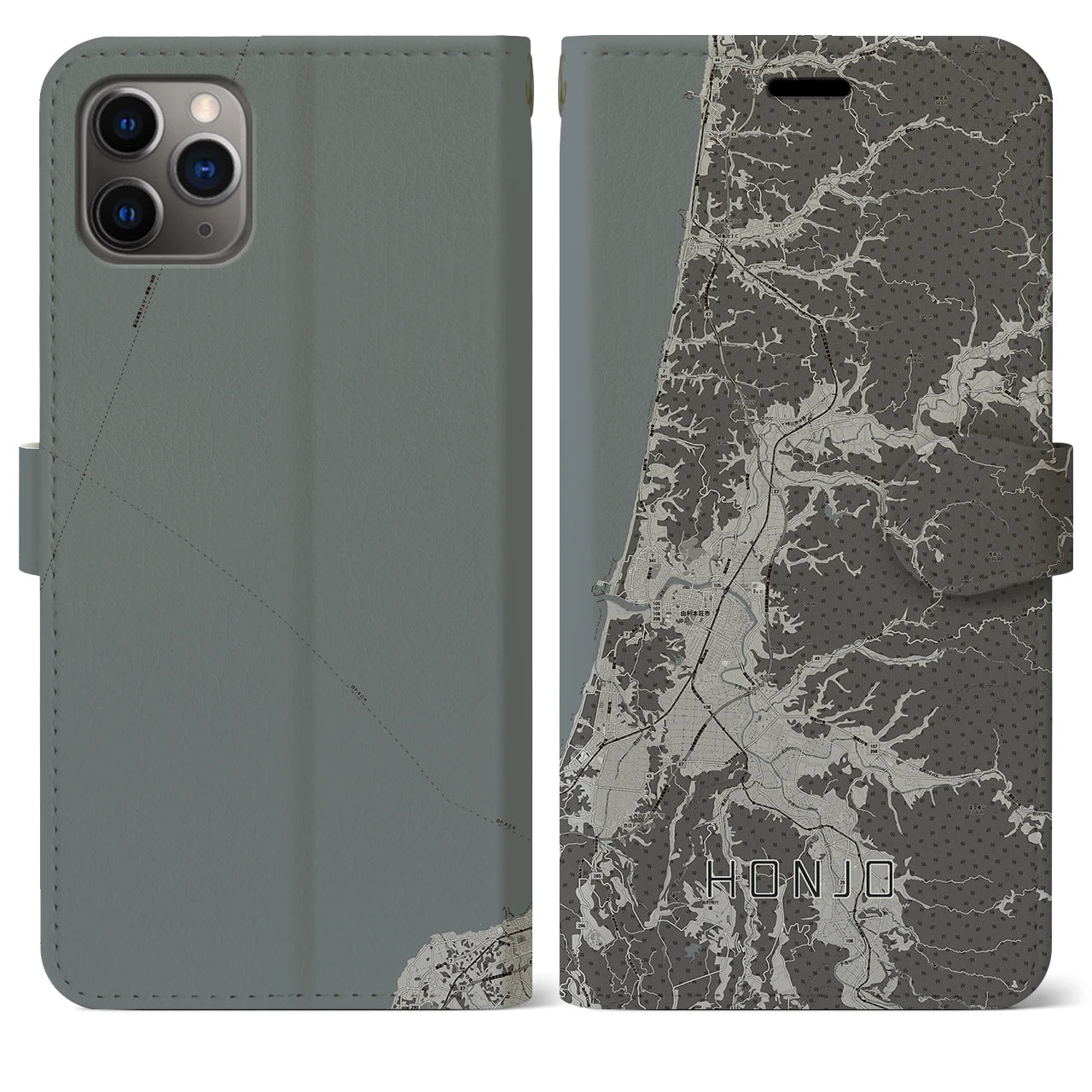 【本荘（秋田県）】地図柄iPhoneケース（手帳タイプ）