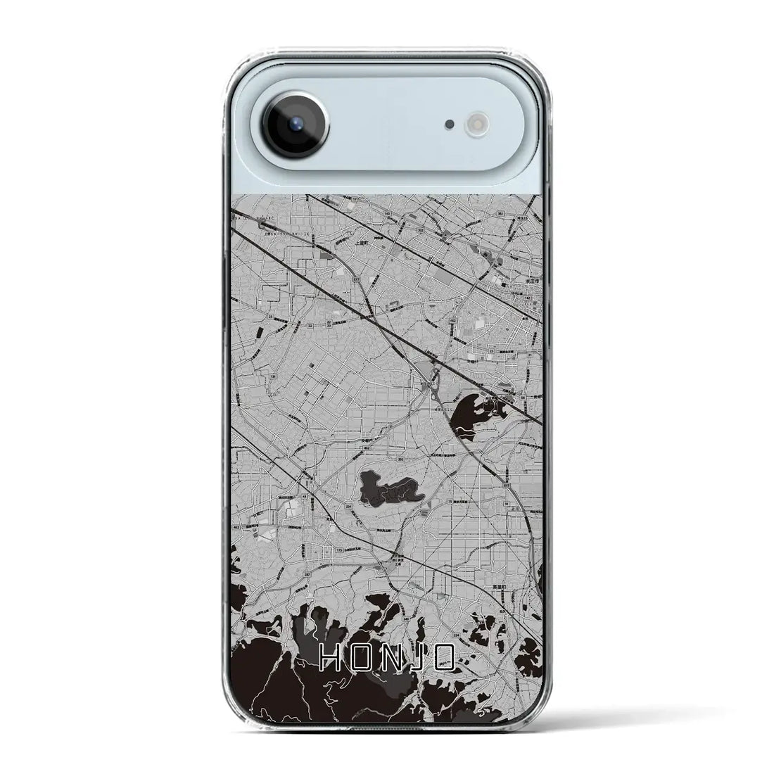 【本庄(埼玉県)】地図柄iPhoneケース(クリアタイプ)モノトーン・iPhone 17 Pro Max 用