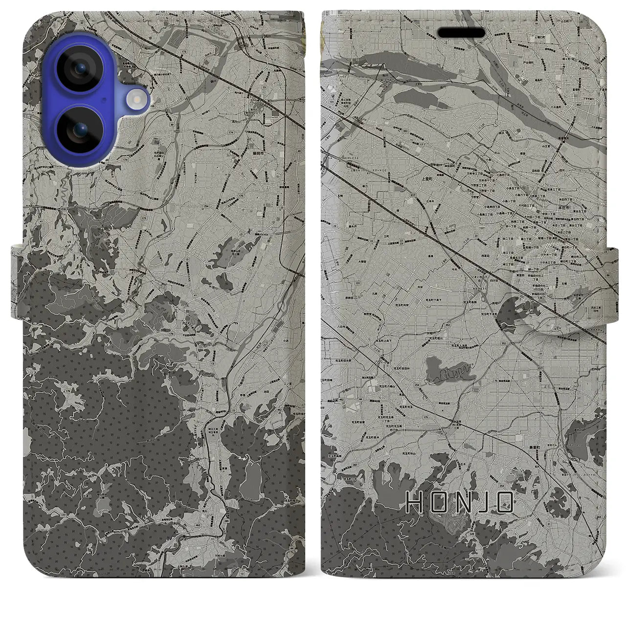 【本庄(埼玉県)】地図柄iPhoneケース(手帳タイプ)