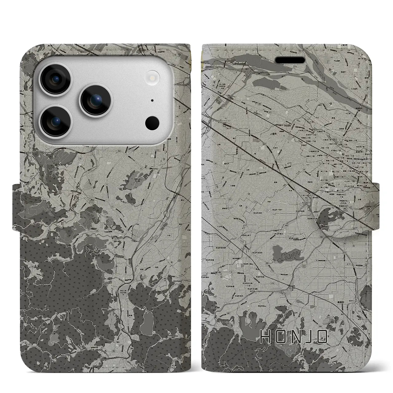 【本庄（埼玉県）】地図柄iPhoneケース（手帳タイプ）