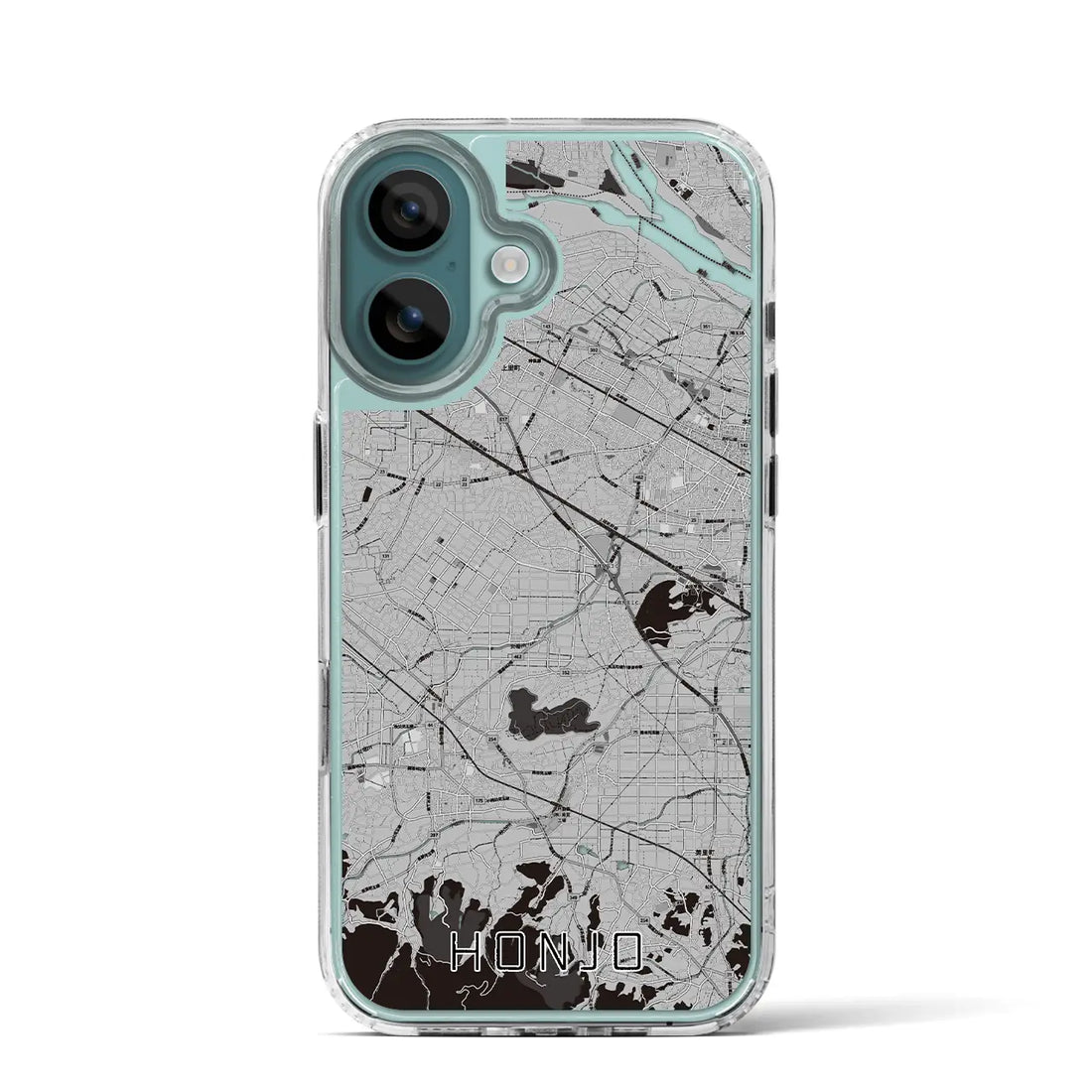 【本庄（埼玉県）】地図柄iPhoneケース（MagSafeタイプ）モノトーン・iPhone 16 Pro 用