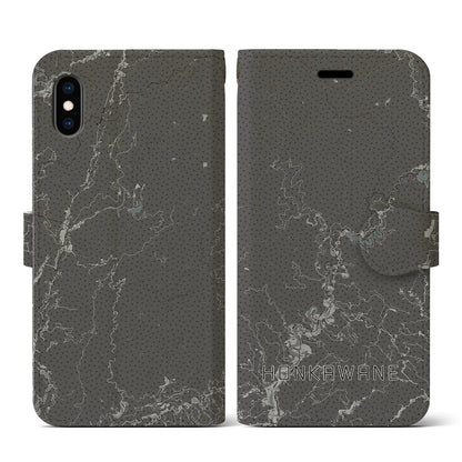 【本川根（静岡県）】地図柄iPhoneケース（手帳タイプ）モノトーン・iPhone XS / X 用