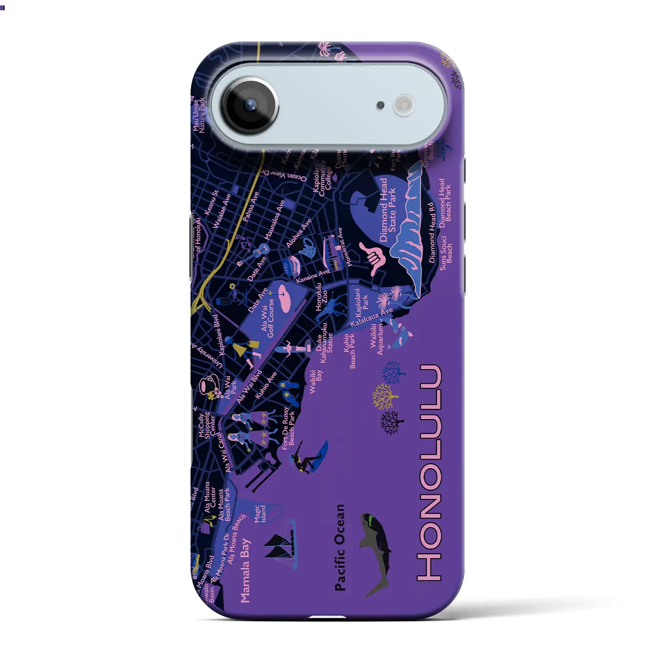 【ホノルル】イラストマップiPhoneケース（バックカバータイプ）