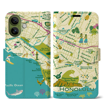 【ホノルル】イラストマップiPhoneケース（手帳タイプ）