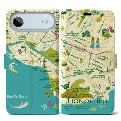 【ホノルル】イラストマップiPhoneケース（手帳タイプ）