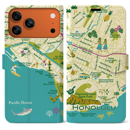 【ホノルル】イラストマップiPhoneケース（手帳タイプ）