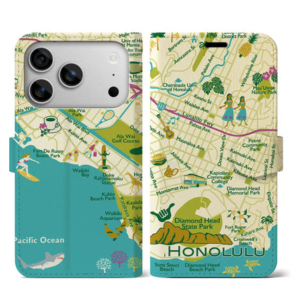 【ホノルル】イラストマップiPhoneケース（手帳タイプ）