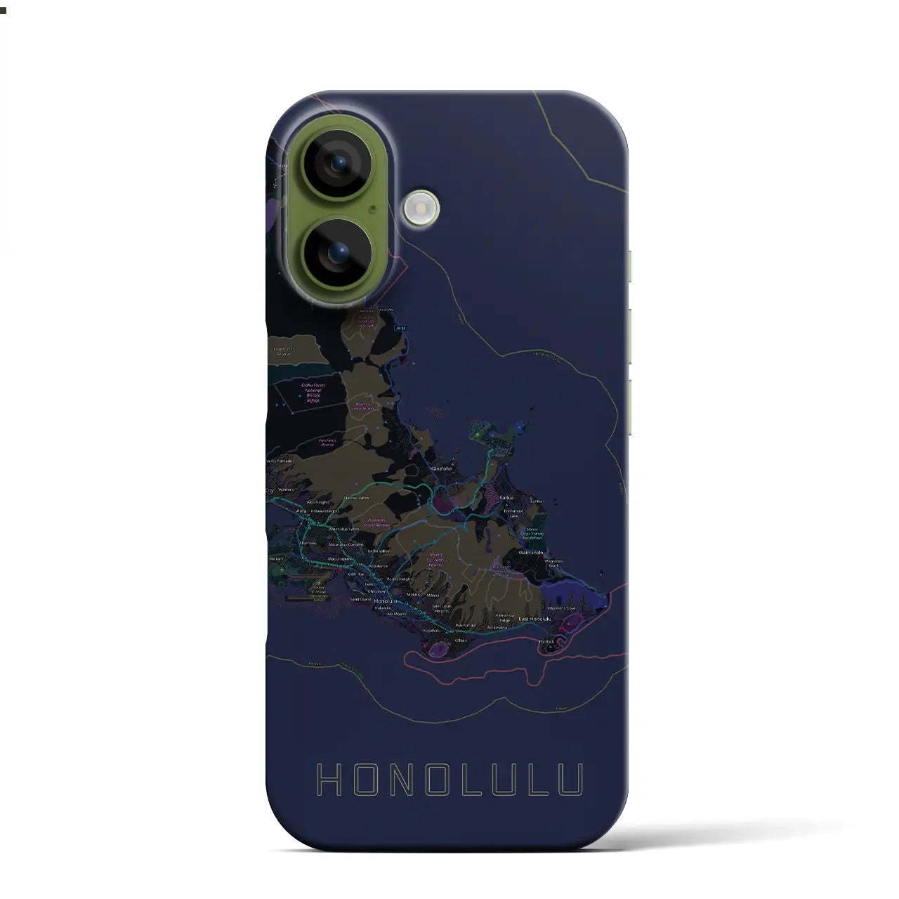 【ホノルル2（アメリカ）】地図柄iPhoneケース（バックカバータイプ）