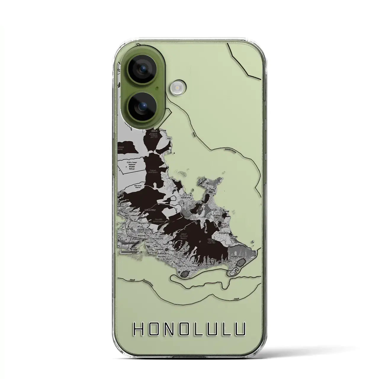 【ホノルル2（アメリカ）】地図柄iPhoneケース（クリアタイプ）