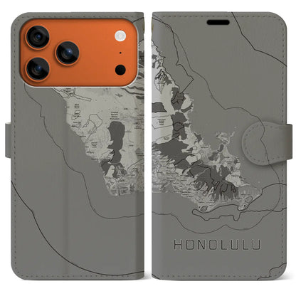 【ホノルル2（アメリカ）】地図柄iPhoneケース（手帳タイプ）