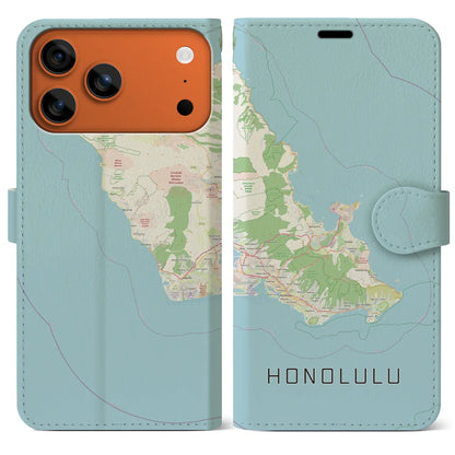 【ホノルル2（アメリカ）】地図柄iPhoneケース（手帳タイプ）