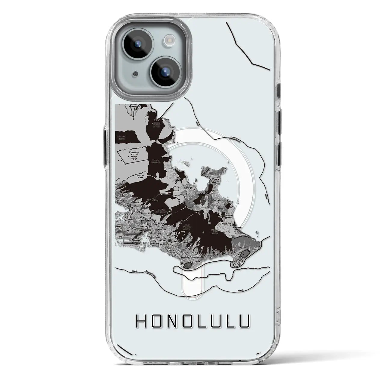 【ホノルル2（アメリカ）】地図柄iPhoneケース（MagSafeタイプ）