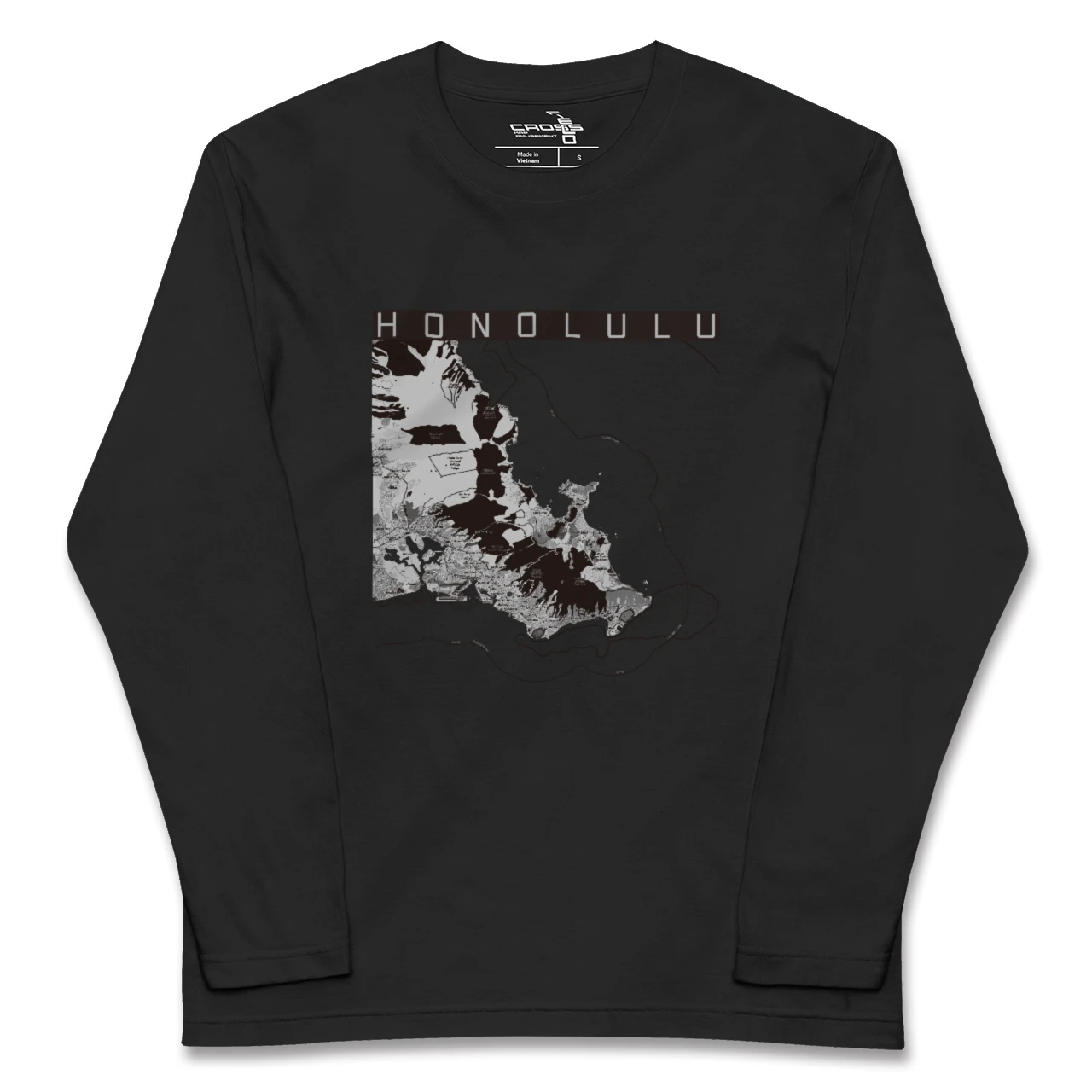 【ホノルル2（アメリカ）】地図柄ロングスリーブTシャツ