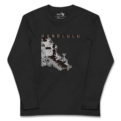 【ホノルル2（アメリカ）】地図柄ロングスリーブTシャツ