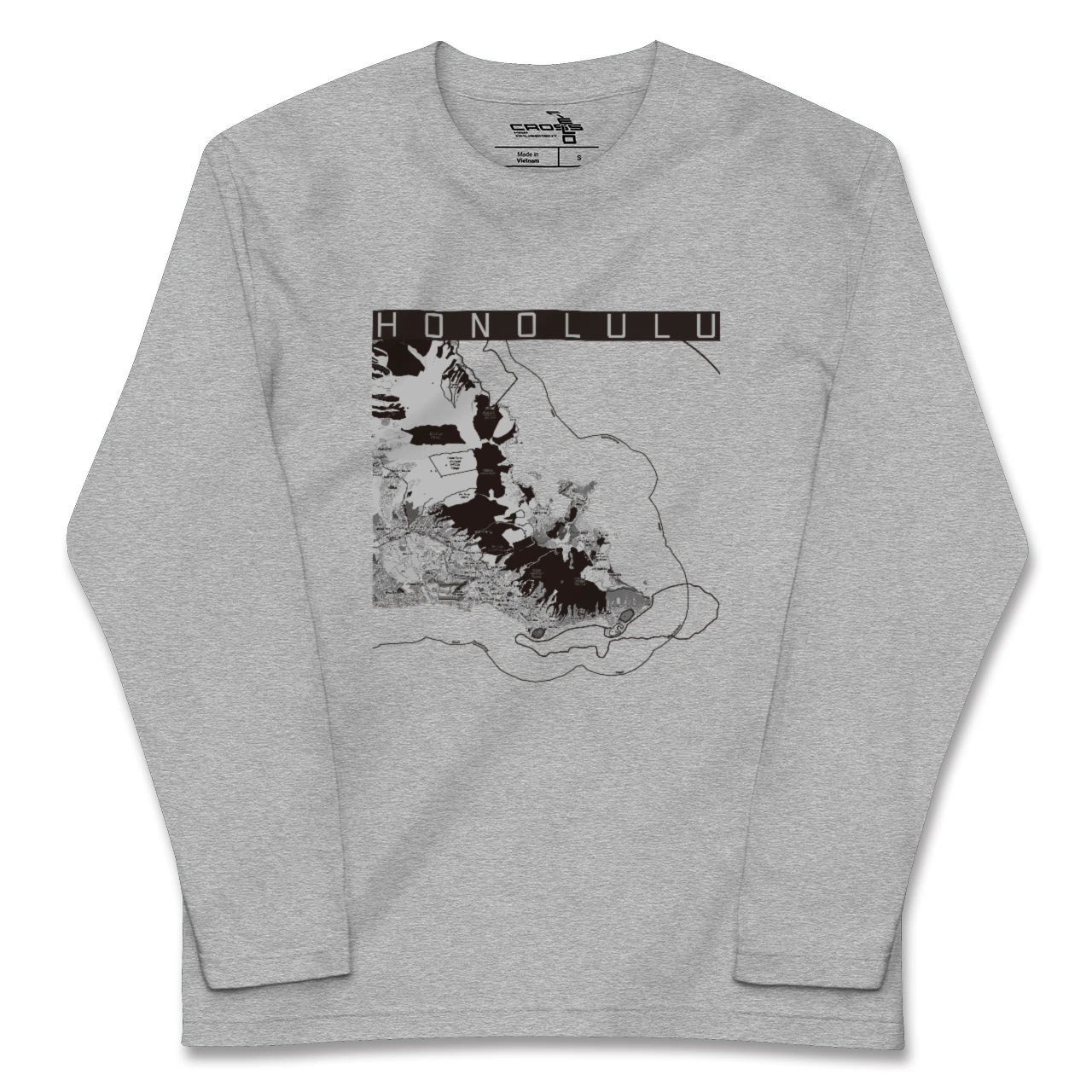 【ホノルル2（アメリカ）】地図柄ロングスリーブTシャツ