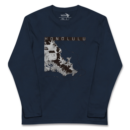【ホノルル2（アメリカ）】地図柄ロングスリーブTシャツ