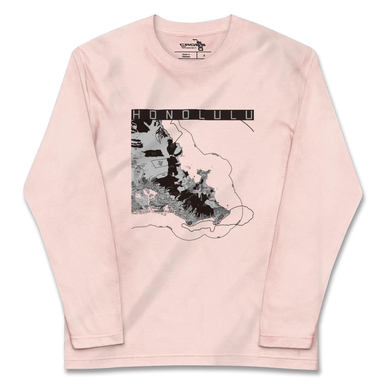 【ホノルル2（アメリカ）】地図柄ロングスリーブTシャツ