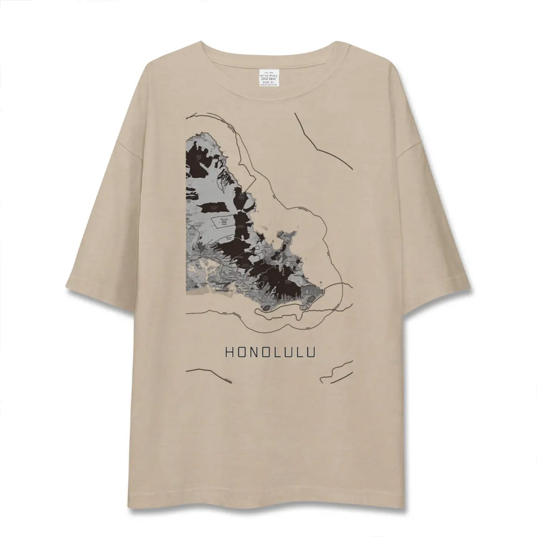 【ホノルル2（アメリカ）】地図柄ビッグシルエットTシャツ