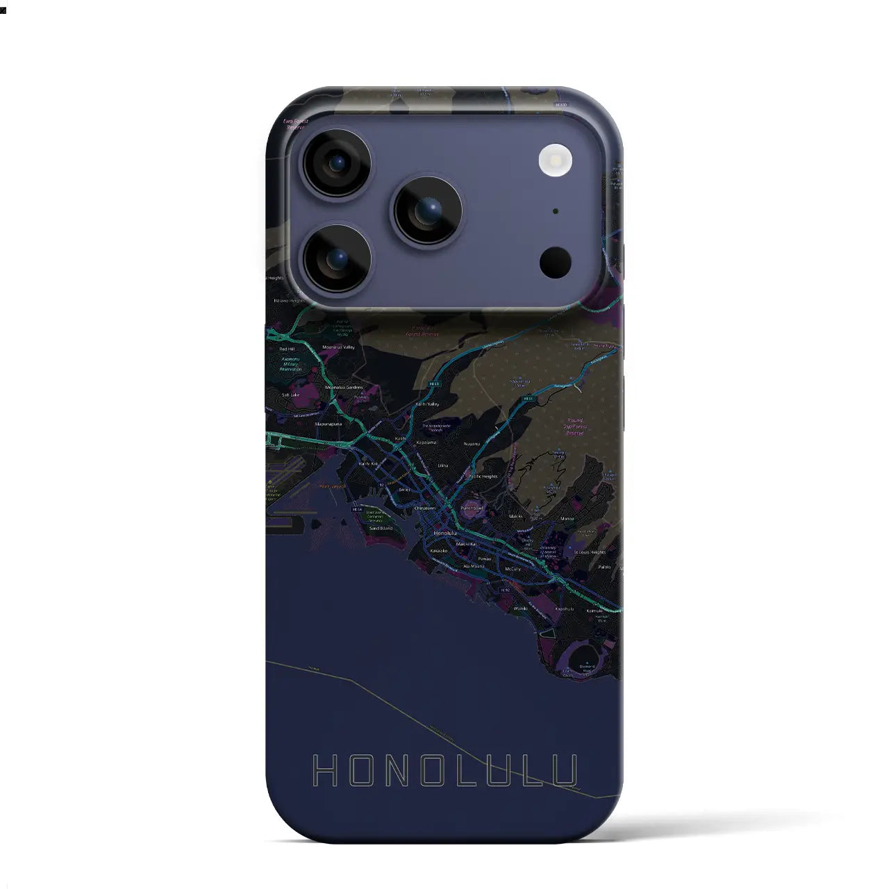 【ホノルル（アメリカ）】地図柄iPhoneケース（バックカバータイプ）